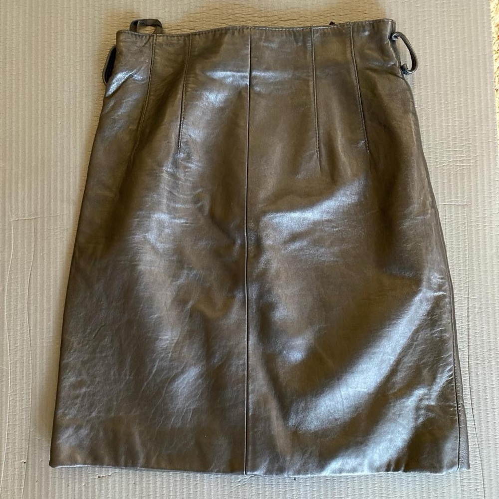 Leather midi skirt
